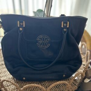 Tory Burch Navy Blue Leather Tote